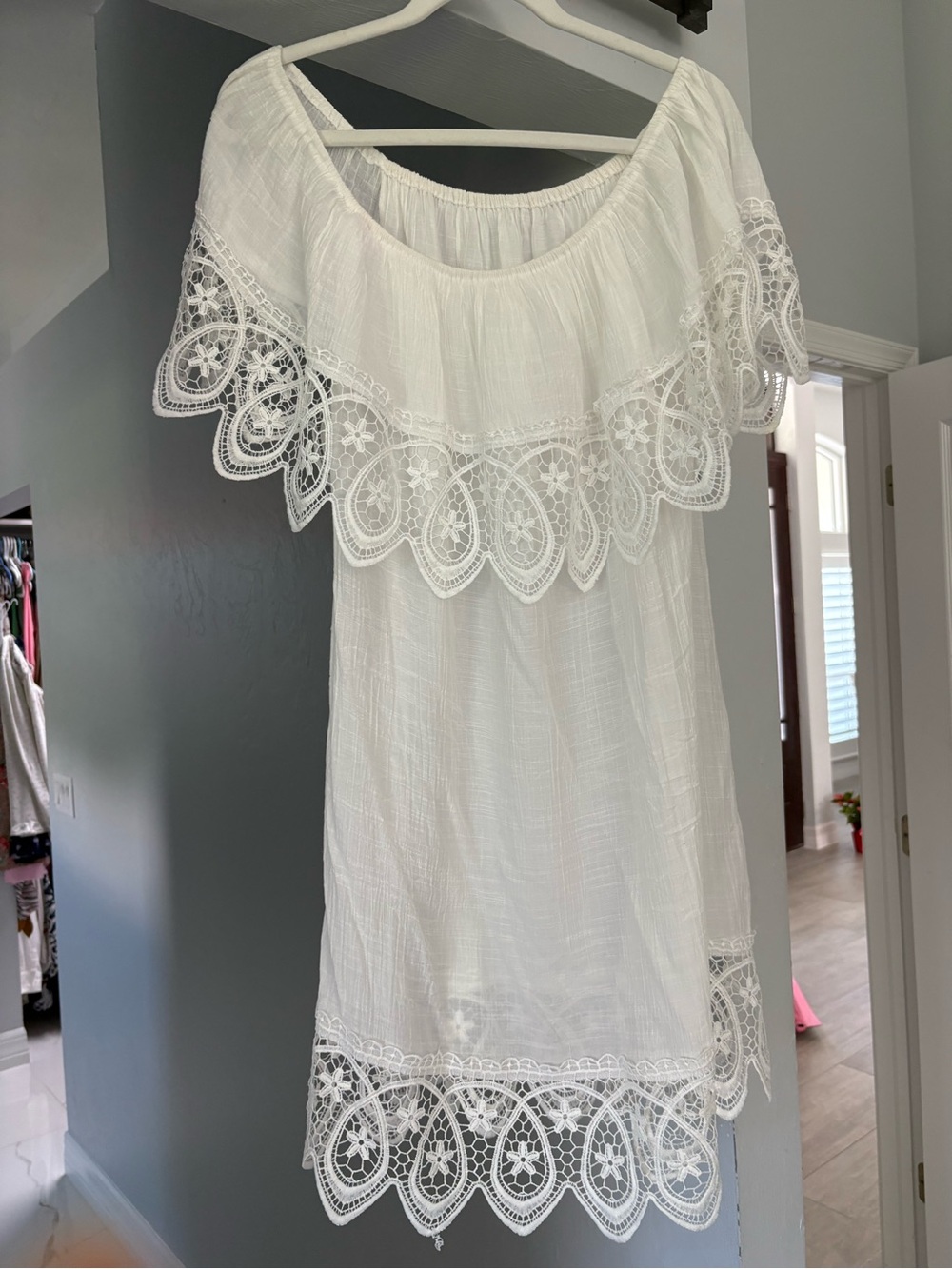 White lace beach cover up